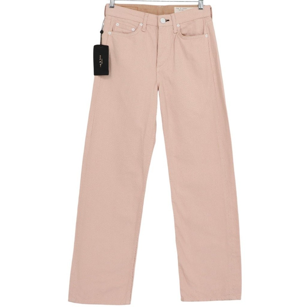 Rag & Bone Women's Logan Mid-Rise Wide Leg Jeans Blush Pink Size 24 NWT